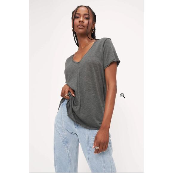 Project Social T Relaxed Fit V Neck Short Sleeve Center Seam T Shirt Gray Size M - Picture 1 of 4